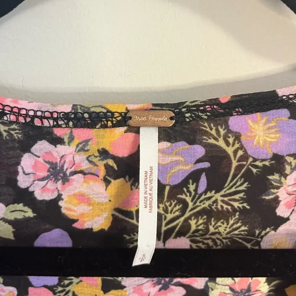 Free People Maybel Floral Ruffle Crop Top Women's Size Small